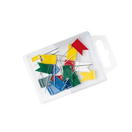 Kortnåle med flag. 20 stk. assorteret WEDO 56299