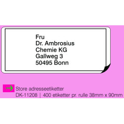 Brother DK-11208-DK11208 Store adresse etiketter 38x90mm 400stk.