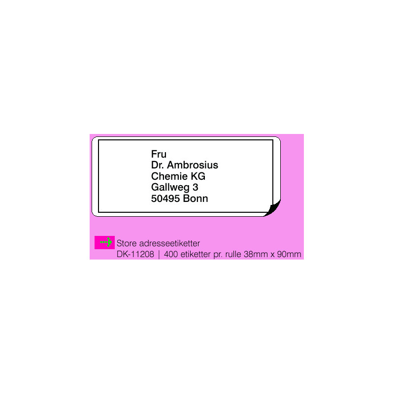Brother DK-11208-DK11208 Store adresse etiketter 38x90mm 400stk. Brother DK-11208-DK11208 Store adresse etiketter 38x90mm 400stk.