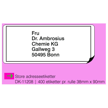 Brother DK-11208-DK11208 Store adresse etiketter 38x90mm 400stk.