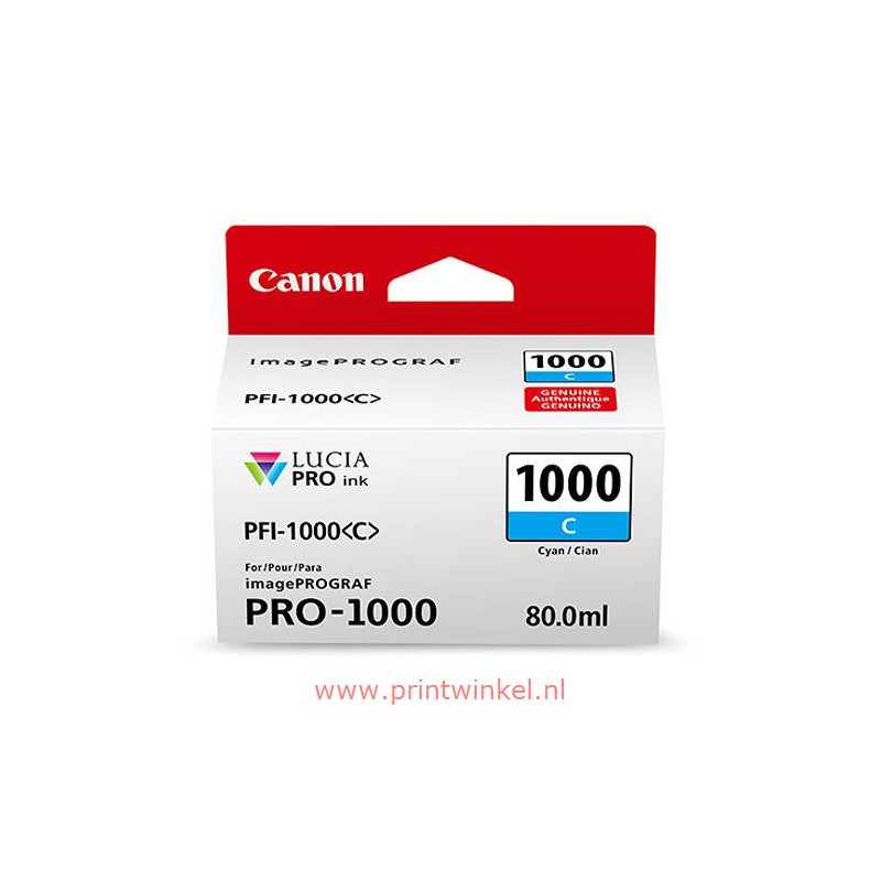 Blækpatron PFI-1000C cyan blæk 0547C001 Original Canon