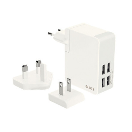 Oplader Traveller USB væg med 4 stik 24W