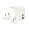 Oplader Traveller USB væg med 4 stik 24W