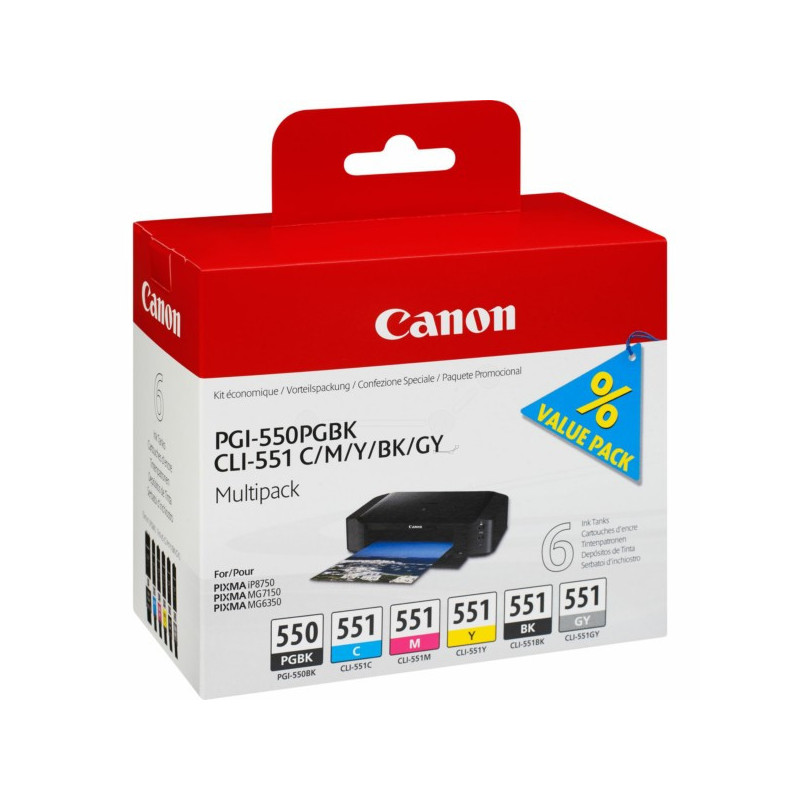 Blækpatroner PGI-550-CLI-551 - 6496B005 værdipakke originale Canon