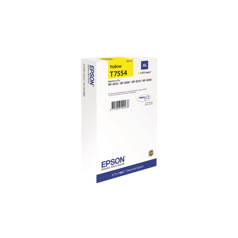 Blækpatron T7554 XL Y - C13T755440 gul