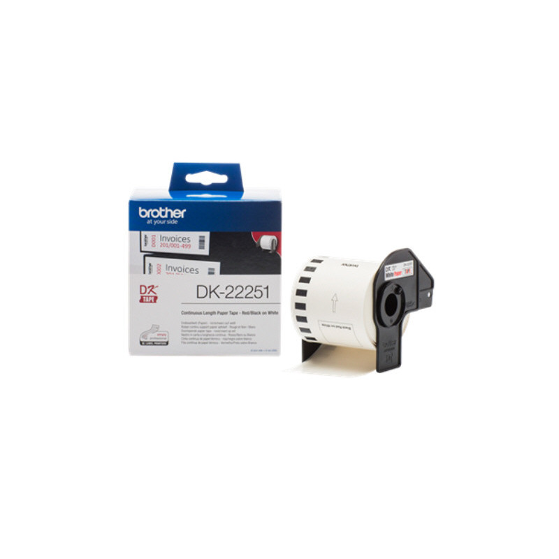 Brother DK-22251-DK22251 papirtape 62mm rød og sort skrift 15