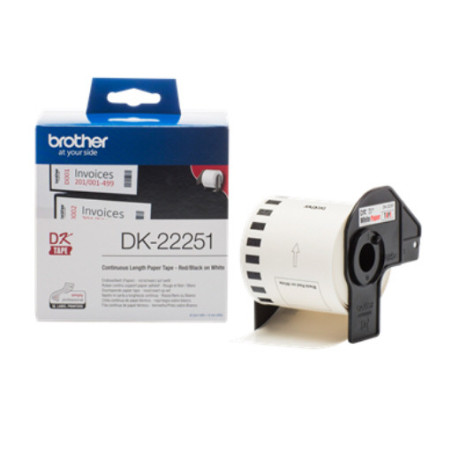 Brother DK-22251-DK22251 papirtape 62mm rød og sort skrift 15