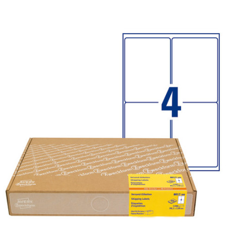 Avery 8017-300 etiketter 4 pr. ark 99.1 x 139mm økonomipakke 300ark