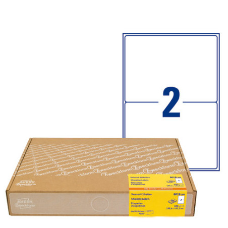 Avery 8018-300 etiketter 2 pr. ark 199.6 x 143.5mm økonomipakke 300ark