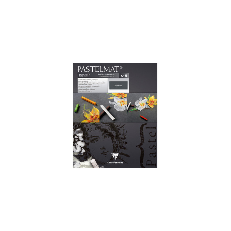 Clairefontaine 96004C no6 Pastelblok 360gr. Antracite 24x30cm 12ark Clairefontaine 96004C no6 Pastelblok 360gr. Antracite 24x30cm 12ark