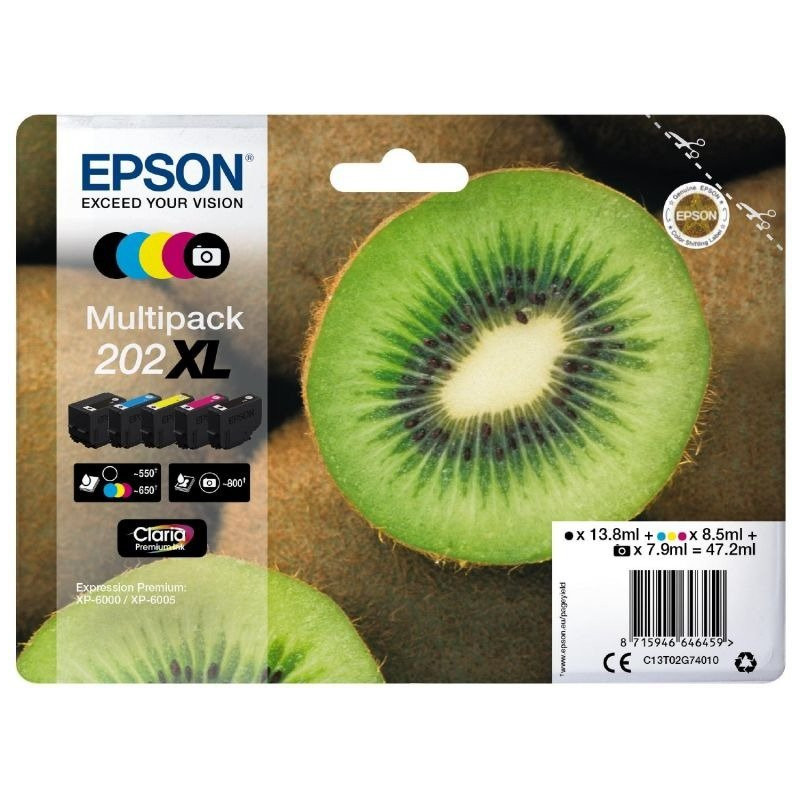 Blækpatron multipakke 5-farve 202XL Kiwi C13T02G74010