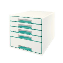 Desk Cube Leitz WOW 5-skuffer hvid-isblå 52142051