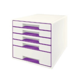 Desk Cube Leitz WOW 5-skuffer hvid-lilla 52142062