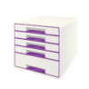 Desk Cube Leitz WOW 5-skuffer hvid-lilla 52142062