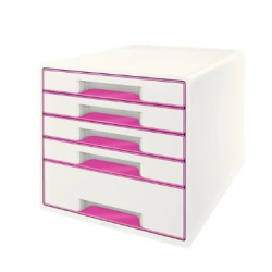 Desk Cube Leitz WOW 5-skuffer hvid-pink 52142023
