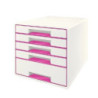 Desk Cube Leitz WOW 5-skuffer hvid-pink 52142023