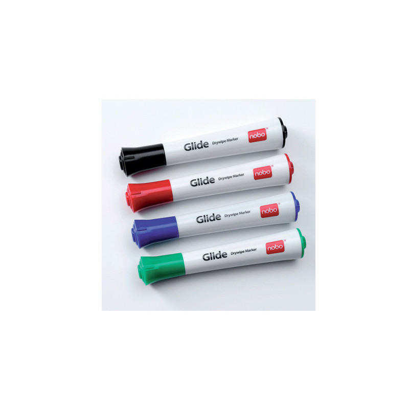 Whiteboardmarker Glide Nobo Fine 4 farver 1902077 (Udsalg få stk)