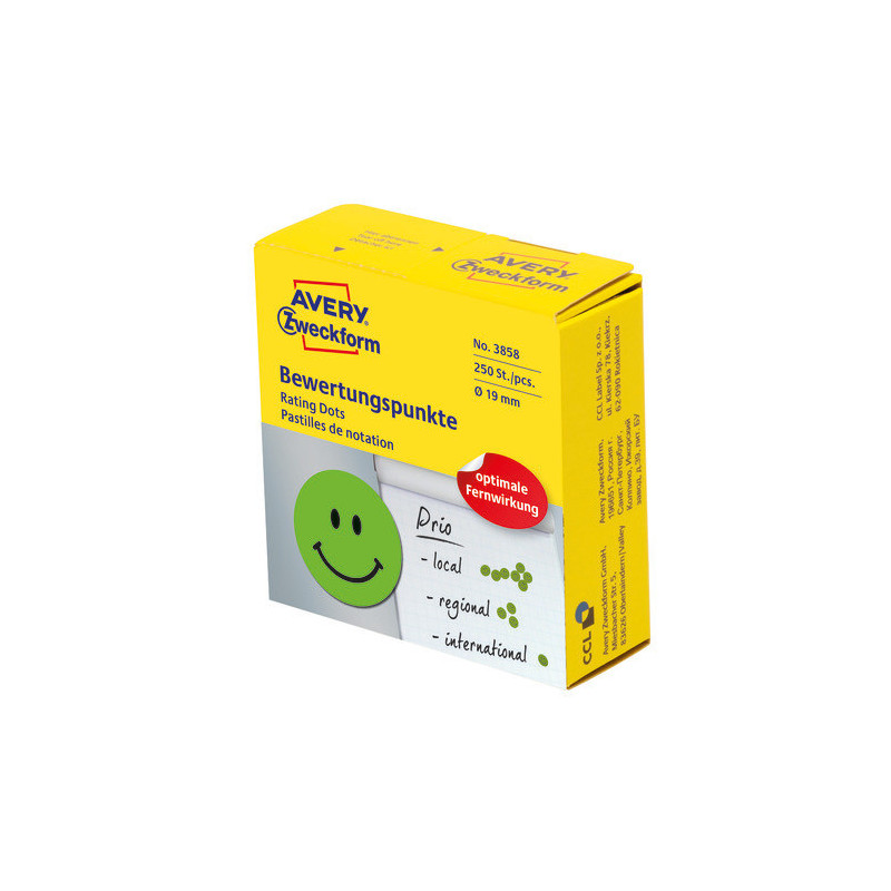 Avery 3858 Glad smiley grøn Avery 3858 Glad smiley grøn