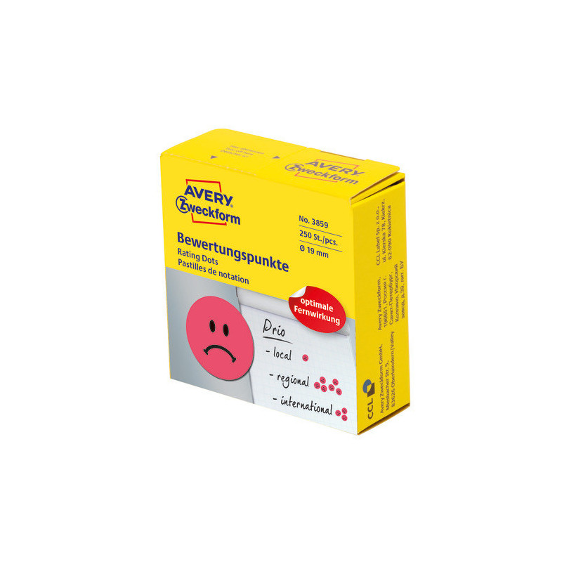 Avery 3859 Sur smiley rød