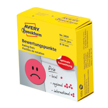 Avery 3859 Sur smiley rød