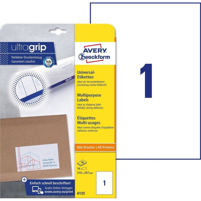 Avery 6125 hvide 1 pr.ark Avery 6125 hvide 1 pr.ark