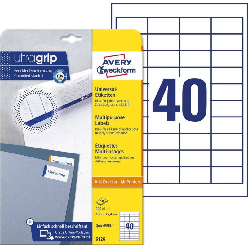 Avery 6126 hvide 40 pr.ark Avery 6126 hvide 40 pr.ark