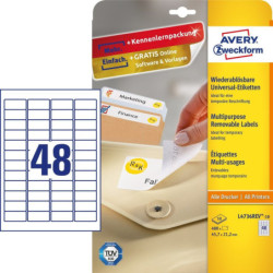 Avery L4736REV-10 aftagelige etiketter 45