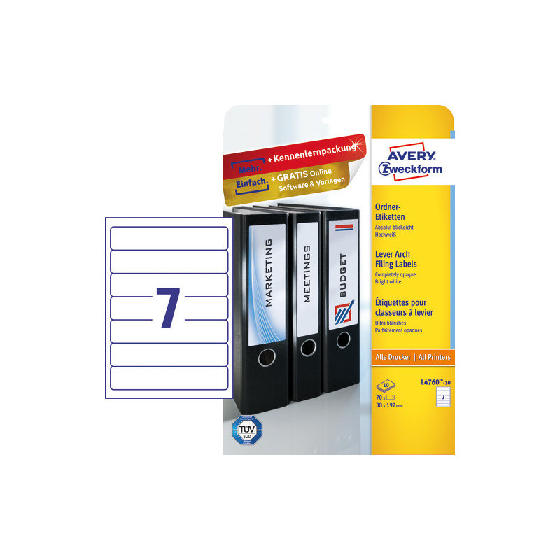 Avery L4760-10 Blockout etiketter 38x192mm Avery L4760-10 Blockout etiketter 38x192mm