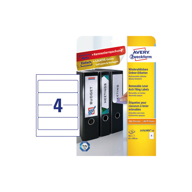 Avery L4761REV-10 Aftagelige etiketter 61x192mm Avery L4761REV-10 Aftagelige etiketter 61x192mm