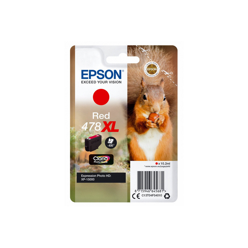 Blækpatron C13T04F54010 rød 478XL Original Epson Blækpatron C13T04F54010 rød 478XL Original Epson