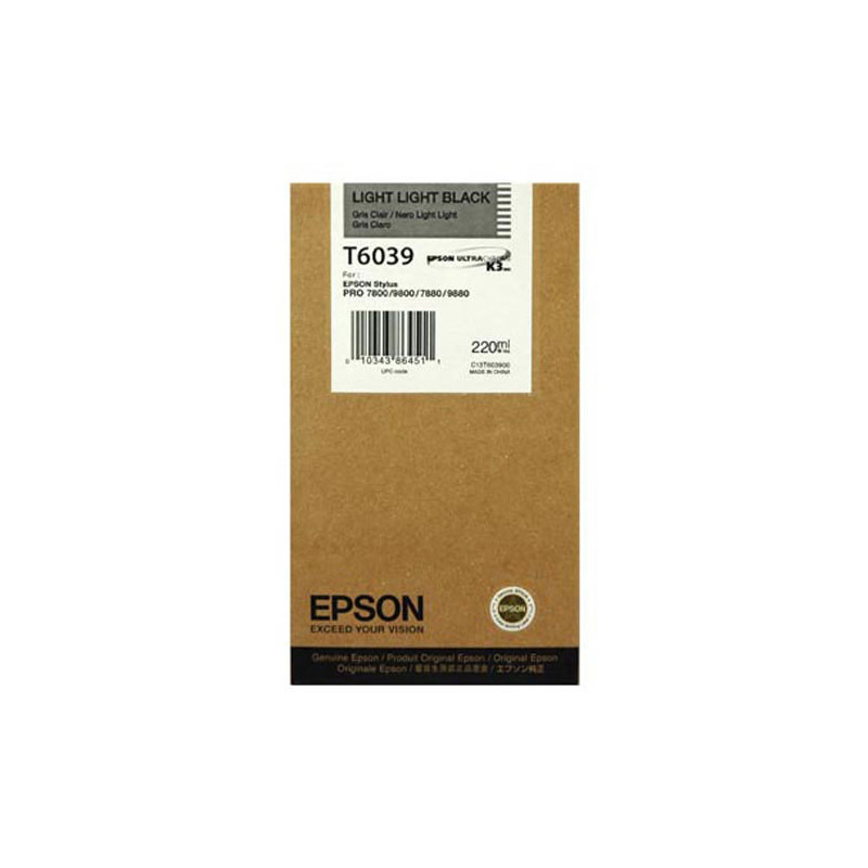 Blækpatron C13T603900 Lys lys sort Original Epson