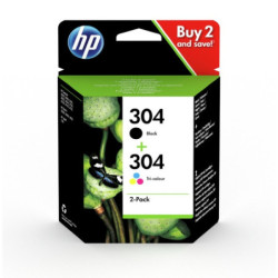 Blækpatron 3JB05AE 2-Pack Black-Tri-color 304 Original HP