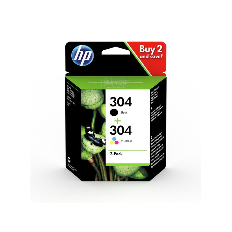 Blækpatron 3JB05AE 2-Pack Black-Tri-color 304 Original HP