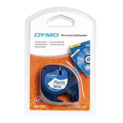 Sort tekst på hvid plasttape 12mm