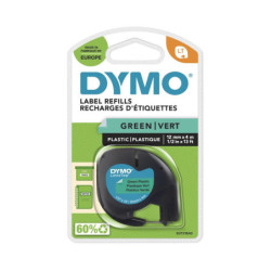 Sort tekst på grøn plasttape 12mm
