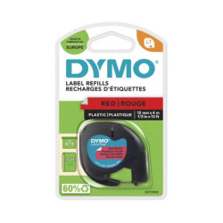 Sort tekst på rød plasttape 12mm