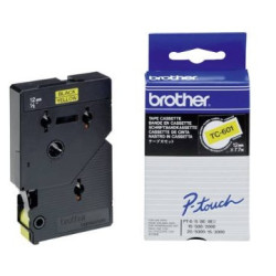 TC601-TC-601 Brother sort tekst på gul tape 12mm