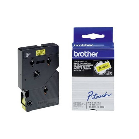 TC601-TC-601 Brother sort tekst på gul tape 12mm