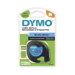Sort tekst på blå plasttape 12mm