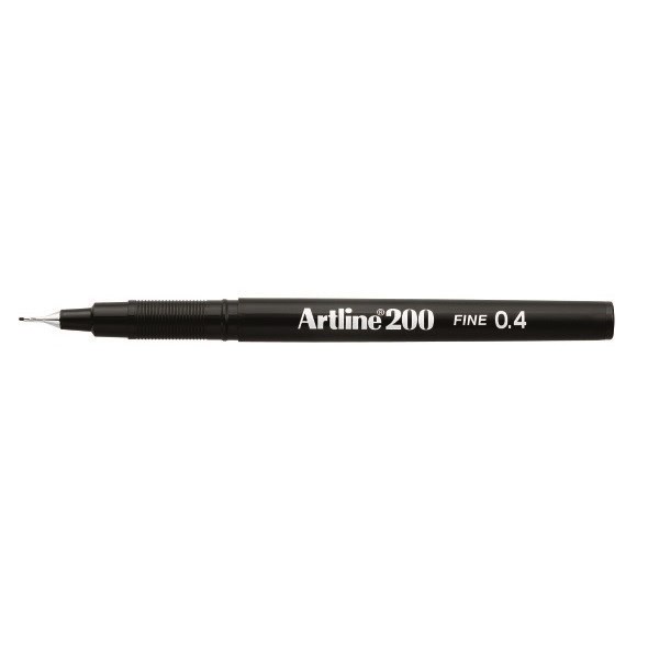 Fineliner 200 Fine 0.4 sort, Artline EK-200 black, 12stk