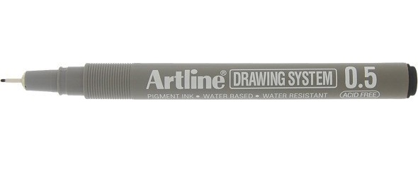 Drawing System 0.5 sort, Artline EK-235 black, 12stk