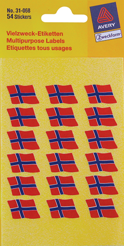 Avery 31-068 / 31068 Norsk flag klistermaerker 12X18 54stk.