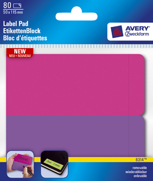 Avery 8314 Label Pads, RDE/LILLA 115x50 40ark (Udsalg f stk)