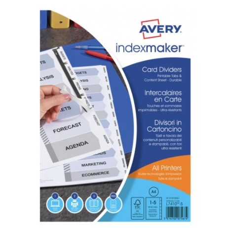 Avery L7455-5 / 1810061 Index Maker opdelere (Udsalg f stk)