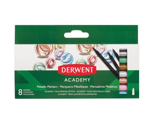 Academy Metallic markere 8 farver, Derwent 98212 (8 sker)