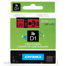 DYMO 40917 D1 Tape 9mm x 7m sort p rd, S0720720