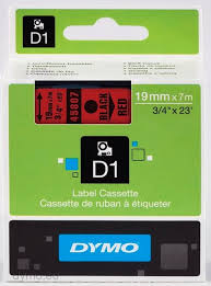 DYMO 45807 D1 Tape 19mm x 7m sort p rd, S0720870