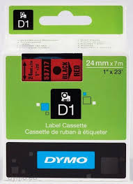 DYMO 53717 D1 Tape 24mm x 7m sort p rd, S0720970