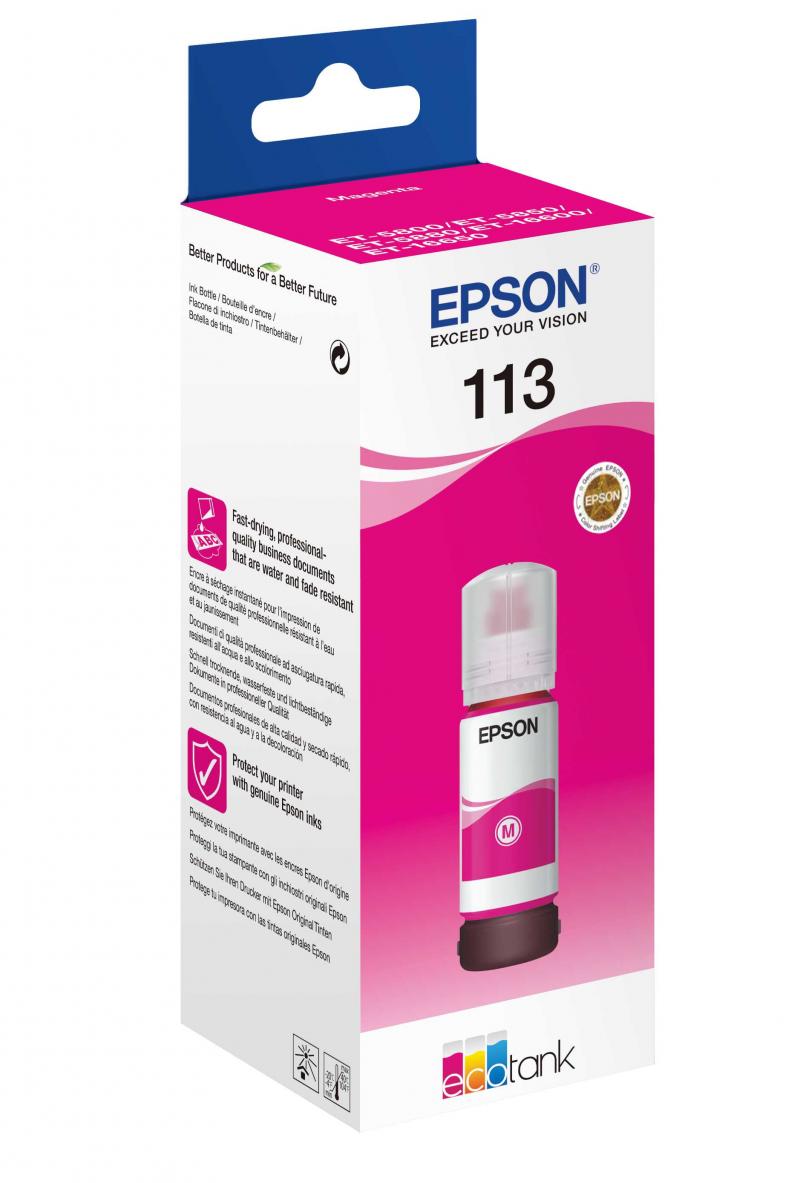 113 EcoTank Pigment Magenta blk flaske, Epson C13T06B340