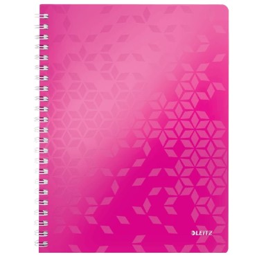 Notesbog WOW PP A4 linieret 80ark m/hul pink, varenr. 46370023, 6stk.